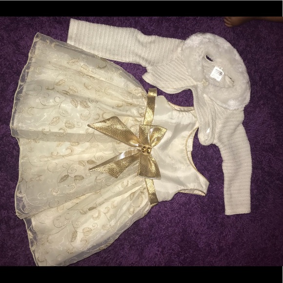 Baby girl gold Christmas dress - Picture 1 of 5
